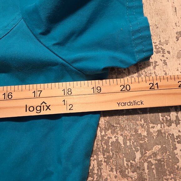 Cherokee Workwear #4728 Teal Blue Women's Mock Wrap Princess Seam Solid Top  XS - Picture 6 of 7